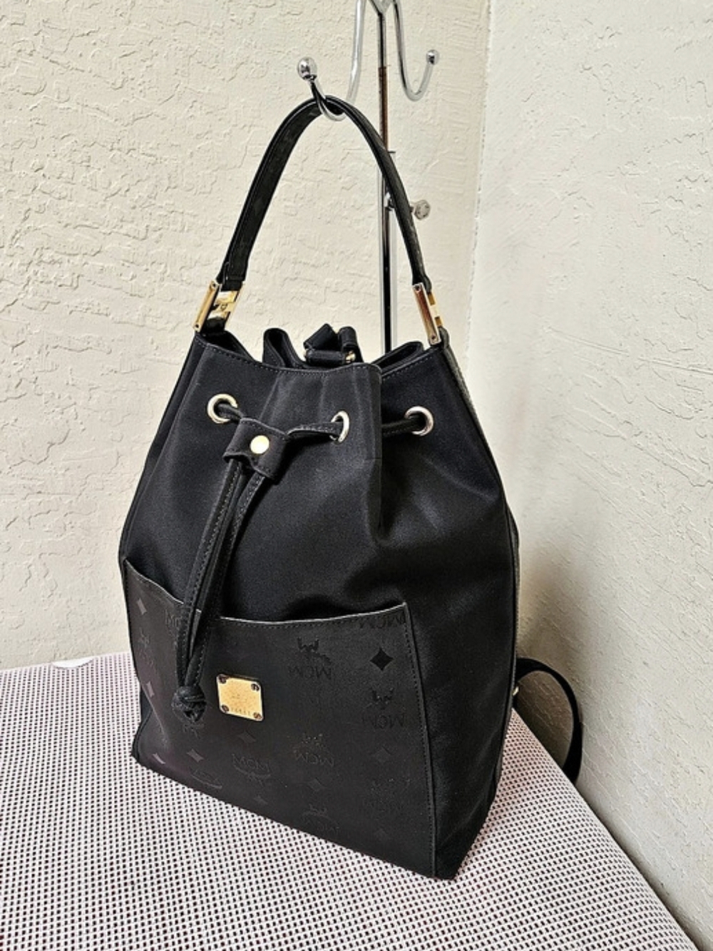 MCM Nylon Drawstring Vintage Backpack AUTHENTIC